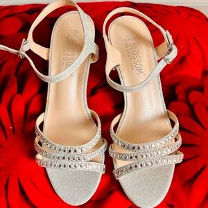 De Blossom Collection Shimmering Silver Strappy Sandals
